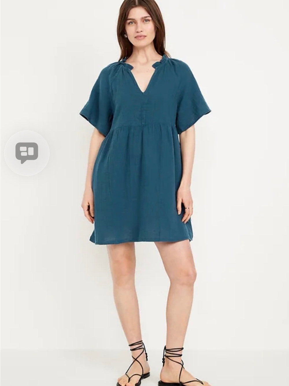 Old Navy Teal Short Sleeve V-Neck Midi Dress